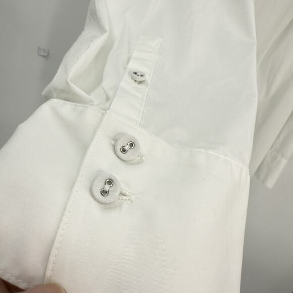 J Jill Plus 4X White Shirt Collection Long Sleeve V Neck Button Up Tunic Classic - Picture 4 of 9